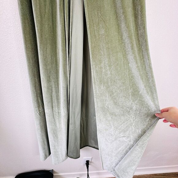Baltic Born Light Sage Green Velour Short Flutter Sleeve Maxi Wrap Dress XS - Picture 5 of 16